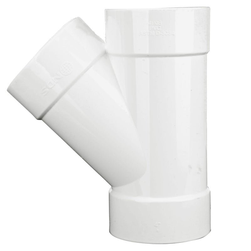 NDS 4P08C X Hub PVC S&D 45Â° Wye, 4 in, 1 Count (Pack of 1), White - Image 3